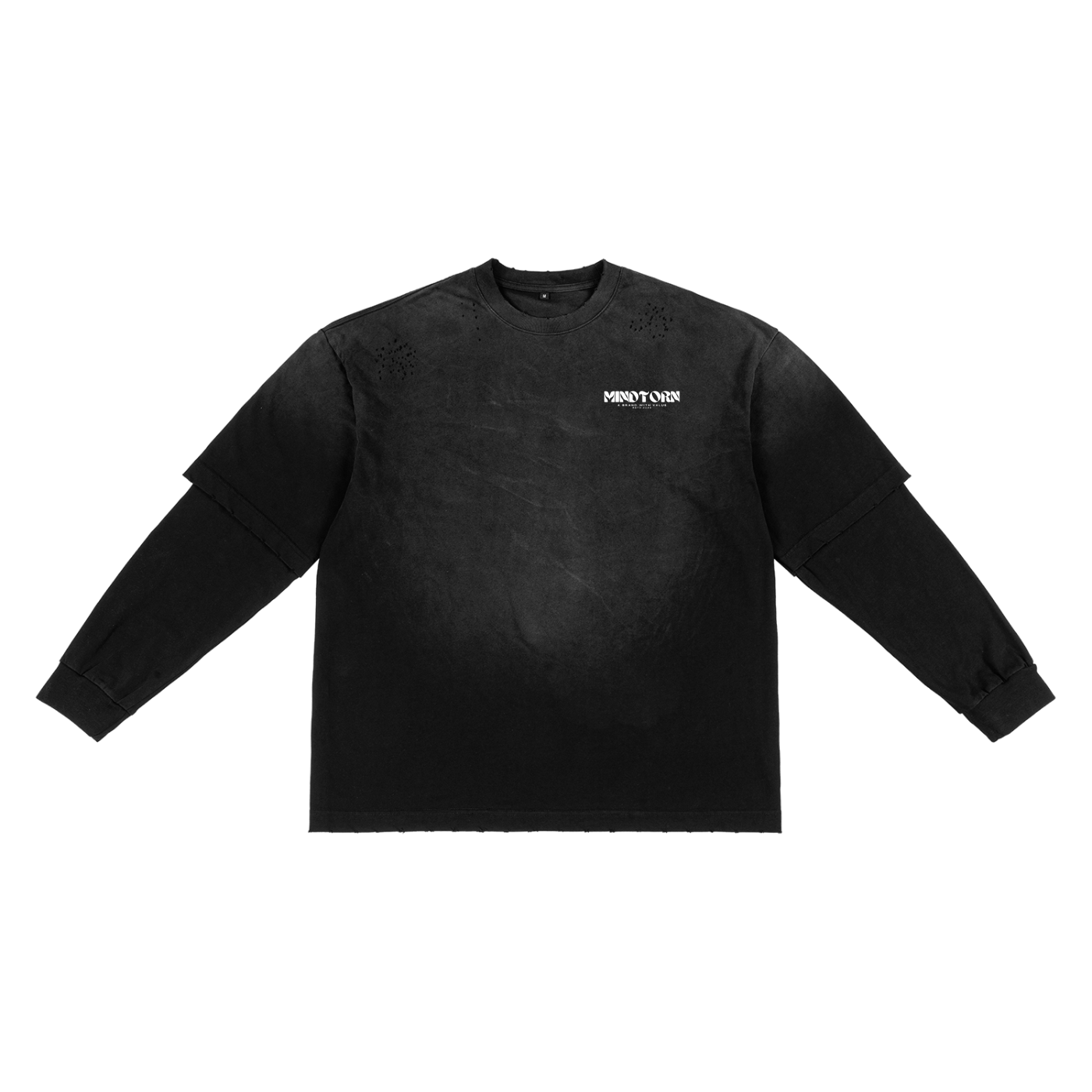 Sunfade Hand-Frayed Mind Torn Faux Two-Piece T-Shirt